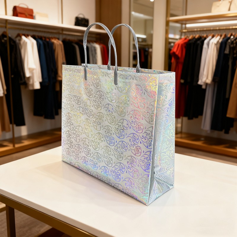 Csillogó fóliával laminált ajándék táska