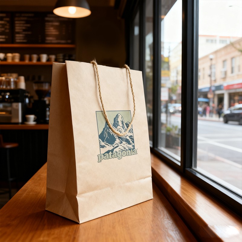 Kraft papír ajándék táska papírkötéllel